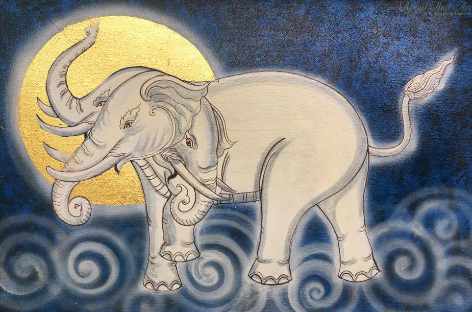 Elephant Art Mythical Erawan God Famous Asian Painting l Royal Thai Art