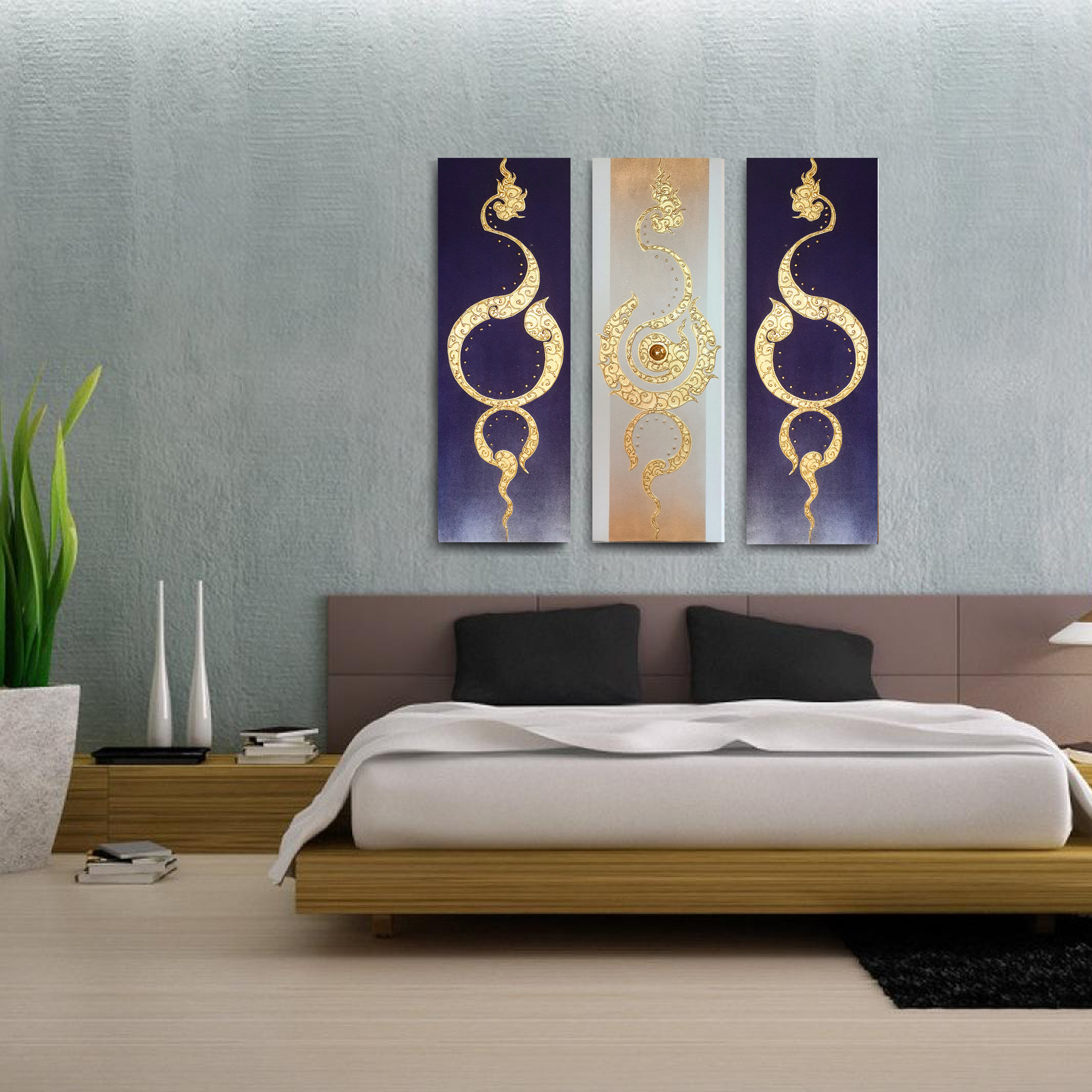 Thai Art 3 Piece Painting Thai Paintings For Sale Royal Thai Art