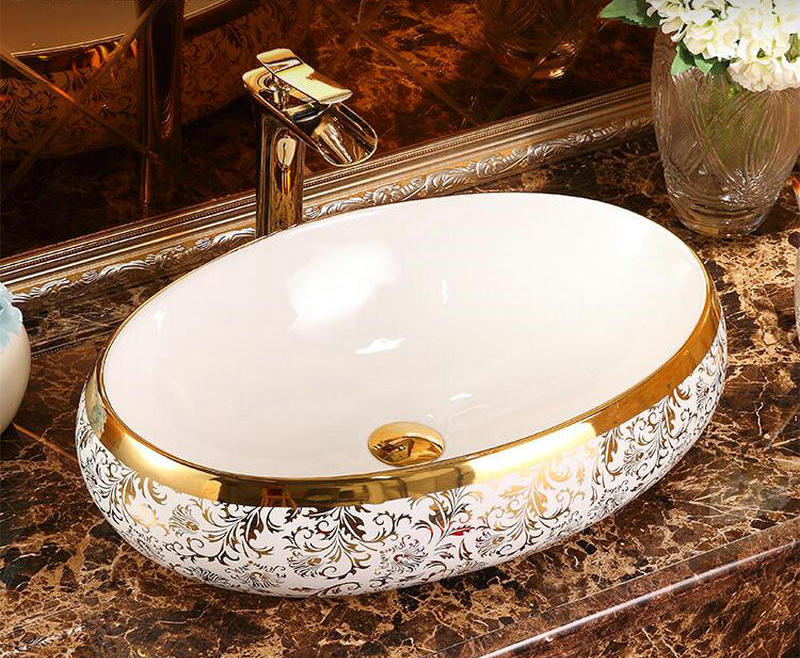 Luxury WhiteGold Bathroom Basin Royal Toiletry Global