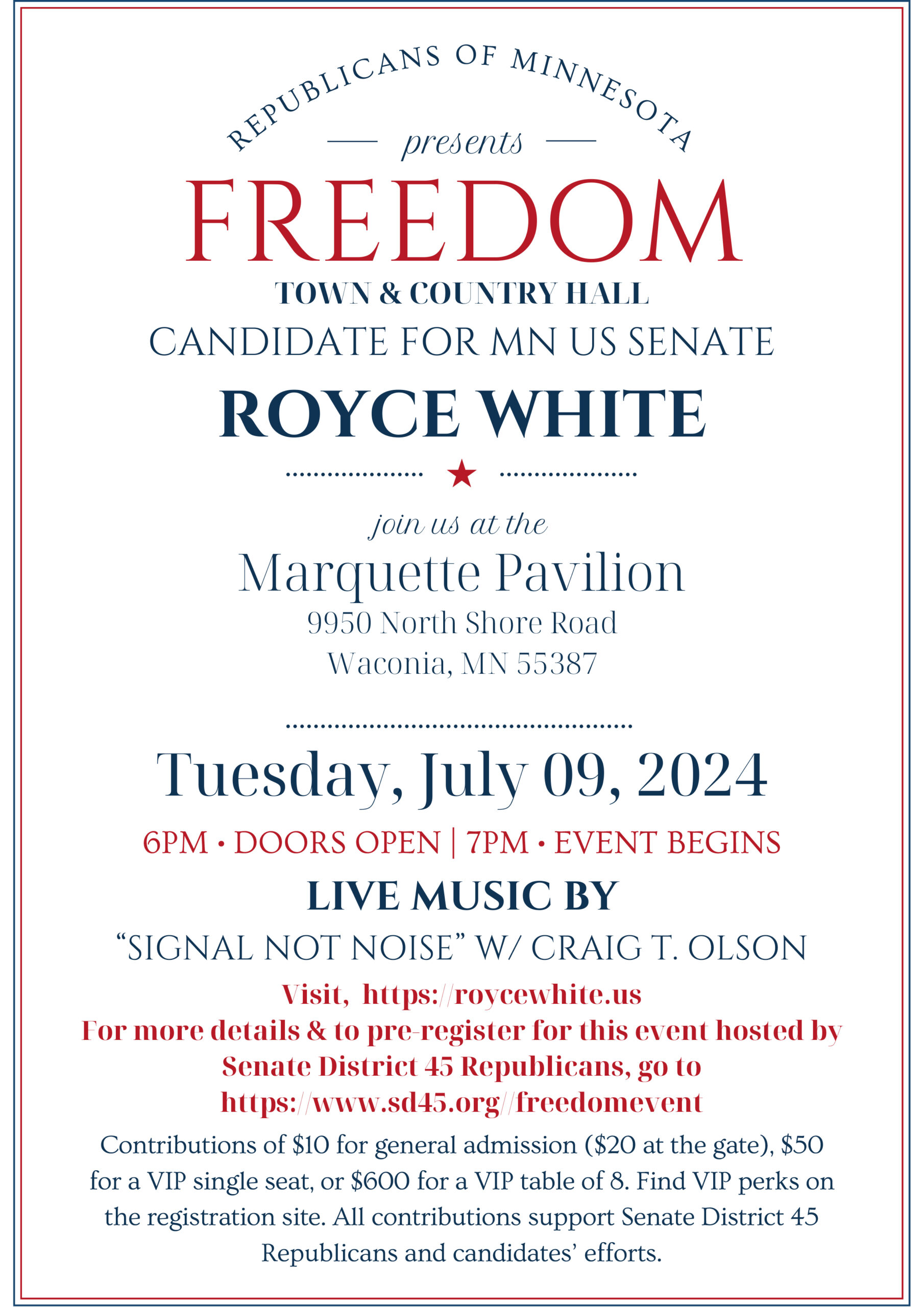 FREEDOM TOWN HALL EVENT Royce White for Senate