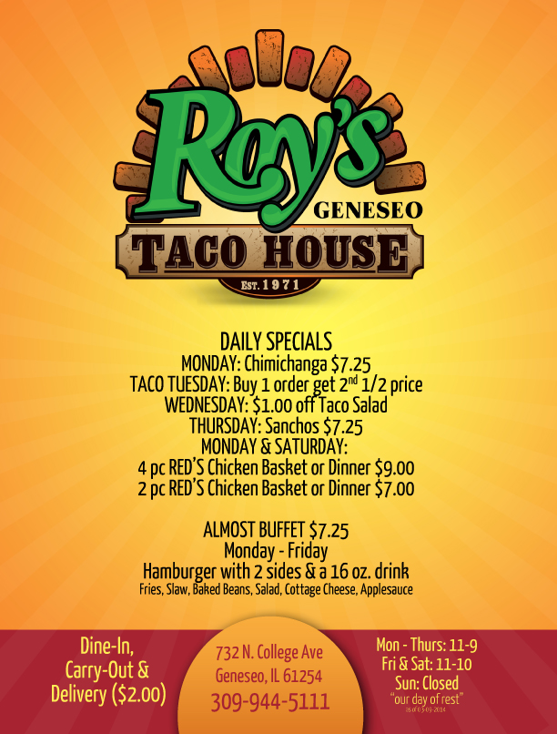 Roy's Taco House in Geneseo, IL Mexican & American Food