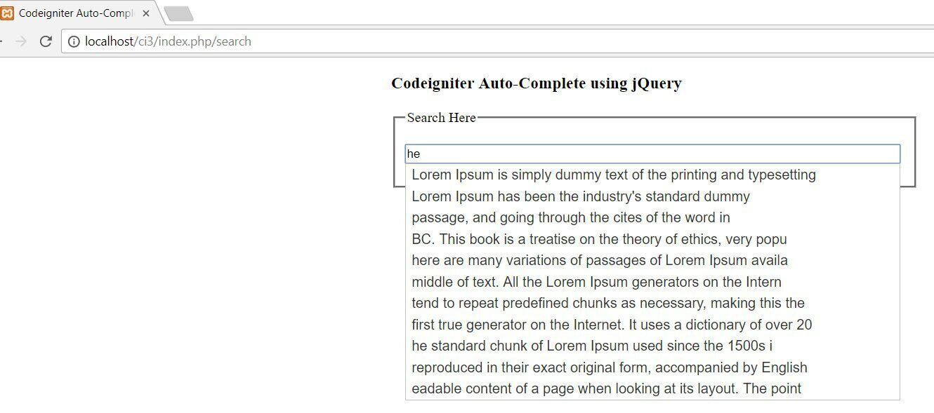 Search using Codeigniter jQuery Roy Tutorials