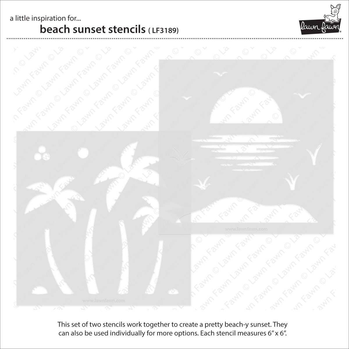 Lawn Fawn Stencil 2 Pack Beach Sunset Stencils
