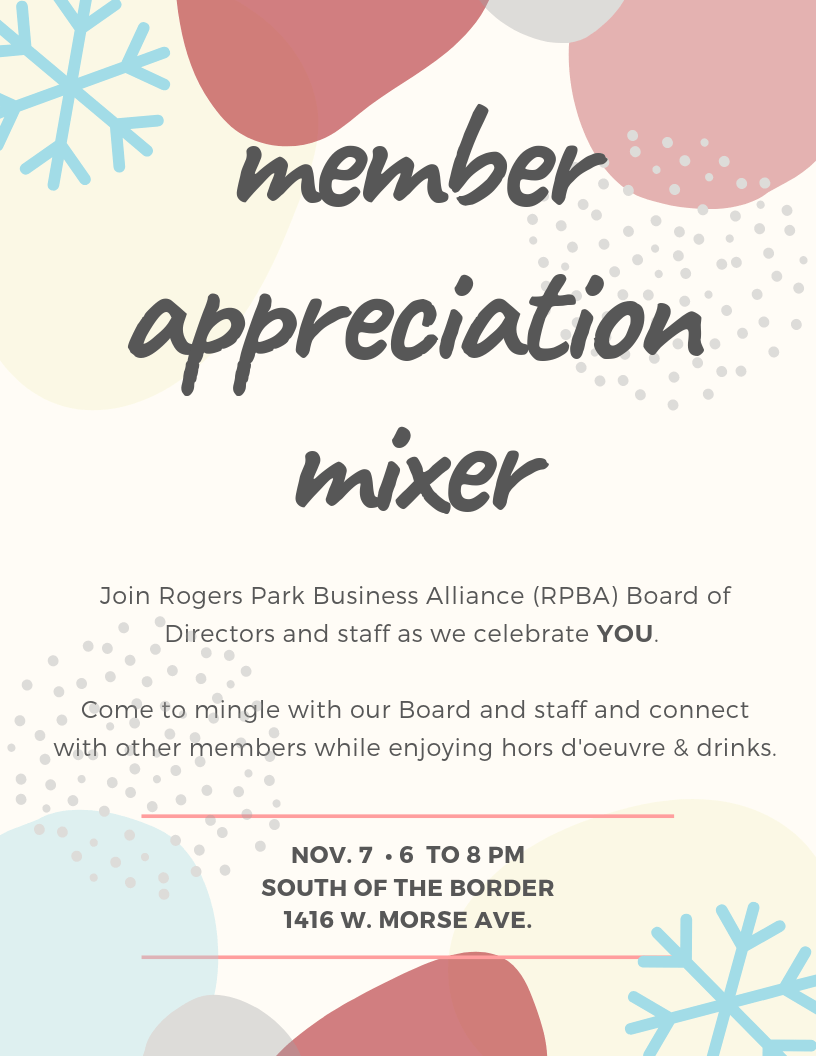 Member Mixer Flyer Rogers Park Business Alliance
