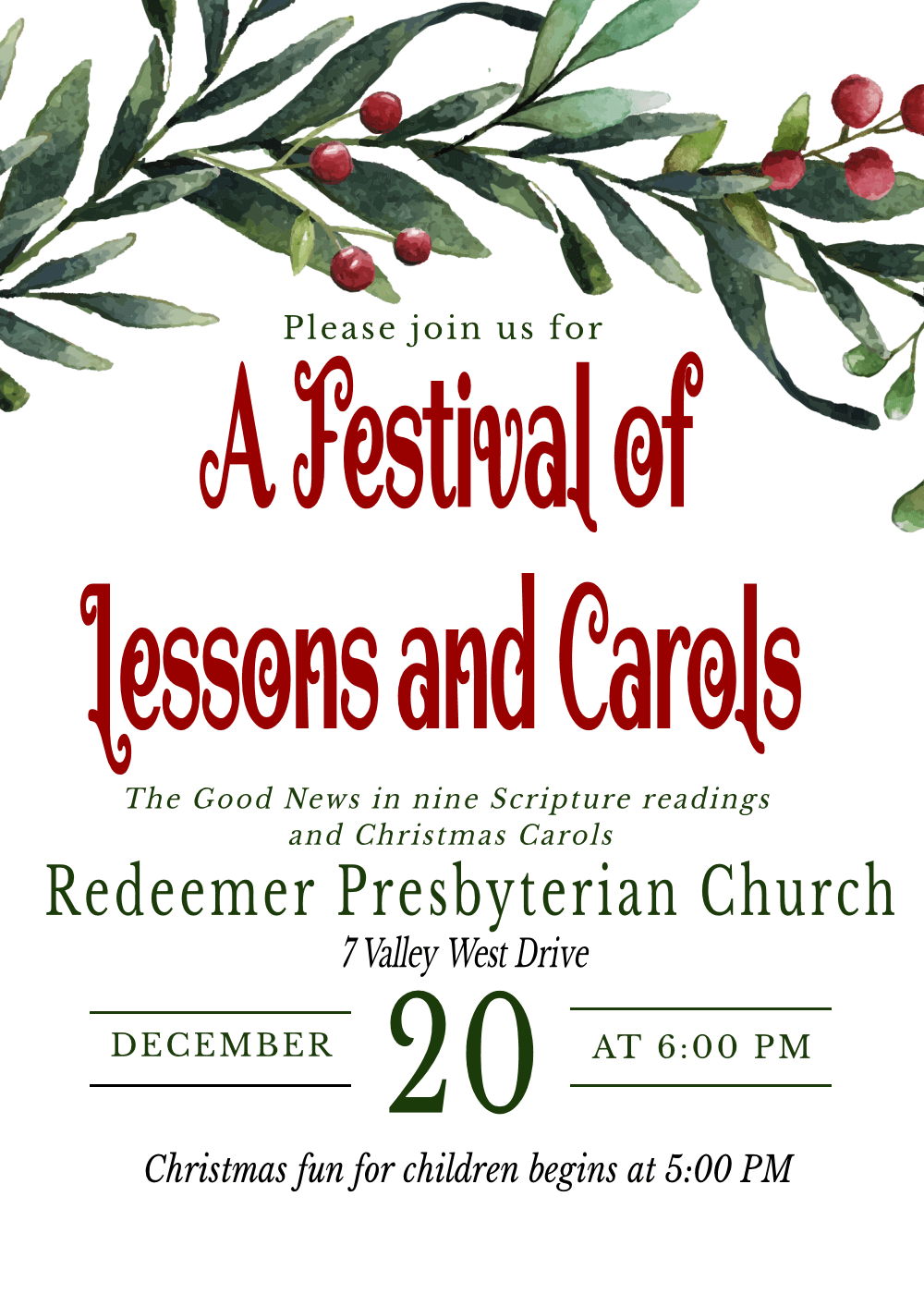 1 Lessons and Carols 2020_Page_1 Redeemer Presbyterian Church
