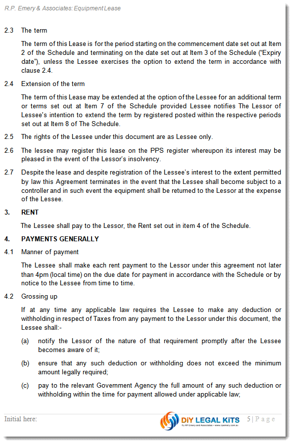 Commercial Business Equipment Machinery Lease
