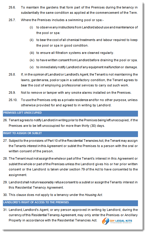 Residential Tenancy Agreement Northern Territory (NT) Australia