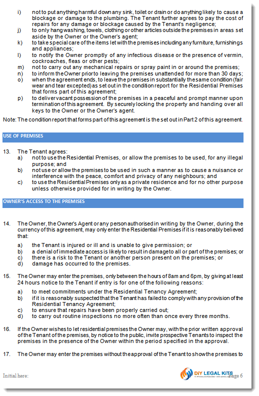 Tasmanian Residential Tenancy Rental Agreement