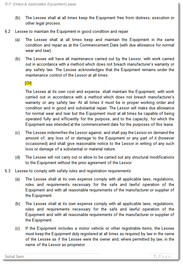 Commercial Business Equipment Machinery Lease