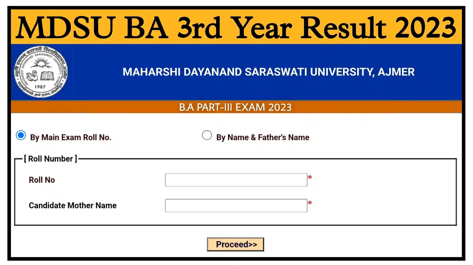 MDSU BA 3rd Year Result 2023 Released MDSU University BA Final Year