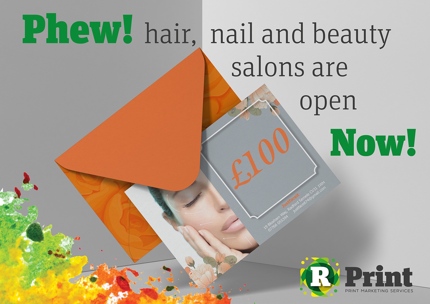 Phew hair, nail and beauty salons are open now! R Print