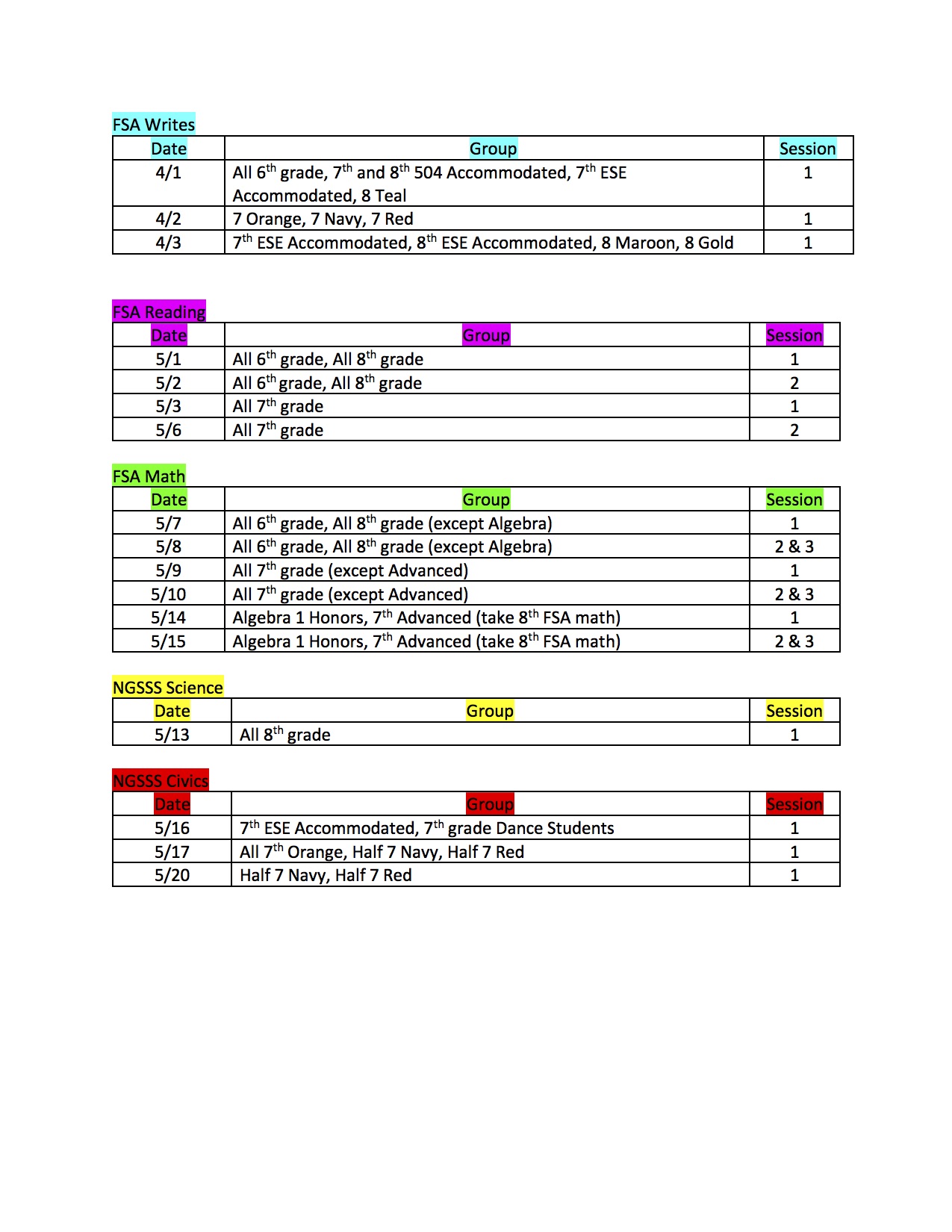 State Testing & District EndofCourse (EOC) Exams Information