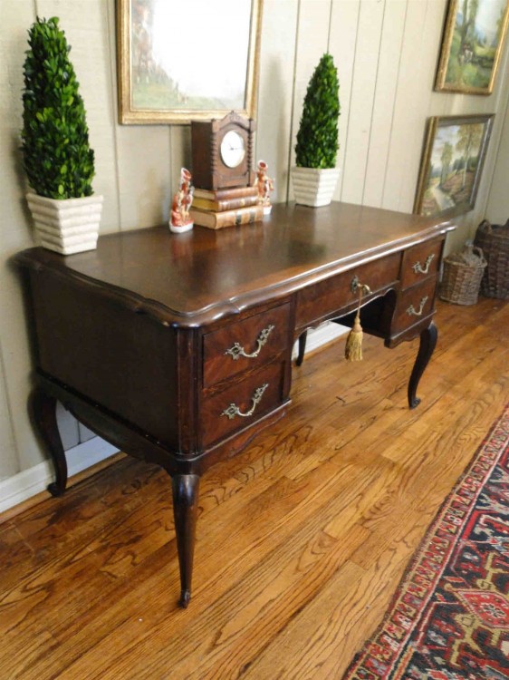 Antique French Country Desk Writing Secretary Louis XV Style Dark Oak