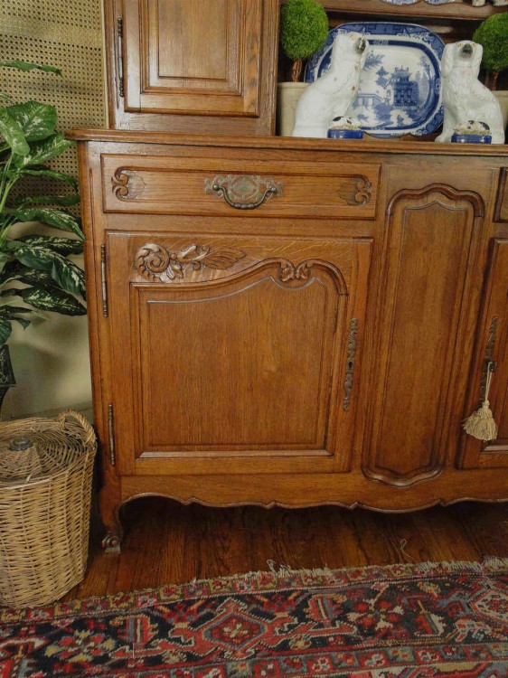 Antique French Country Buffet Hutch Server Sideboard Plate Rack Solid