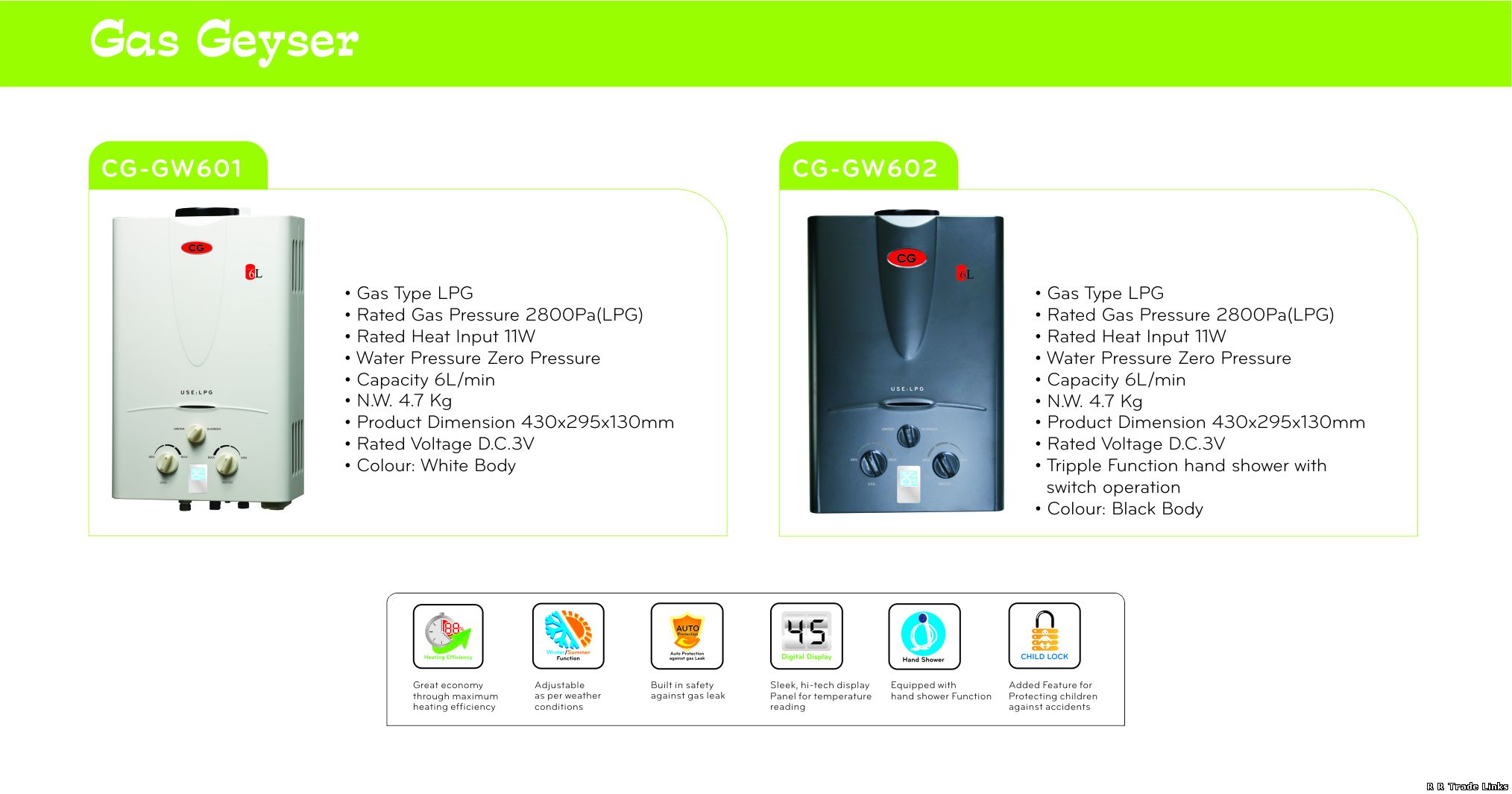 CG Brand Gas Geyser CG Gas Geyser Home Appliances Product Details a complete LIFESTYLE