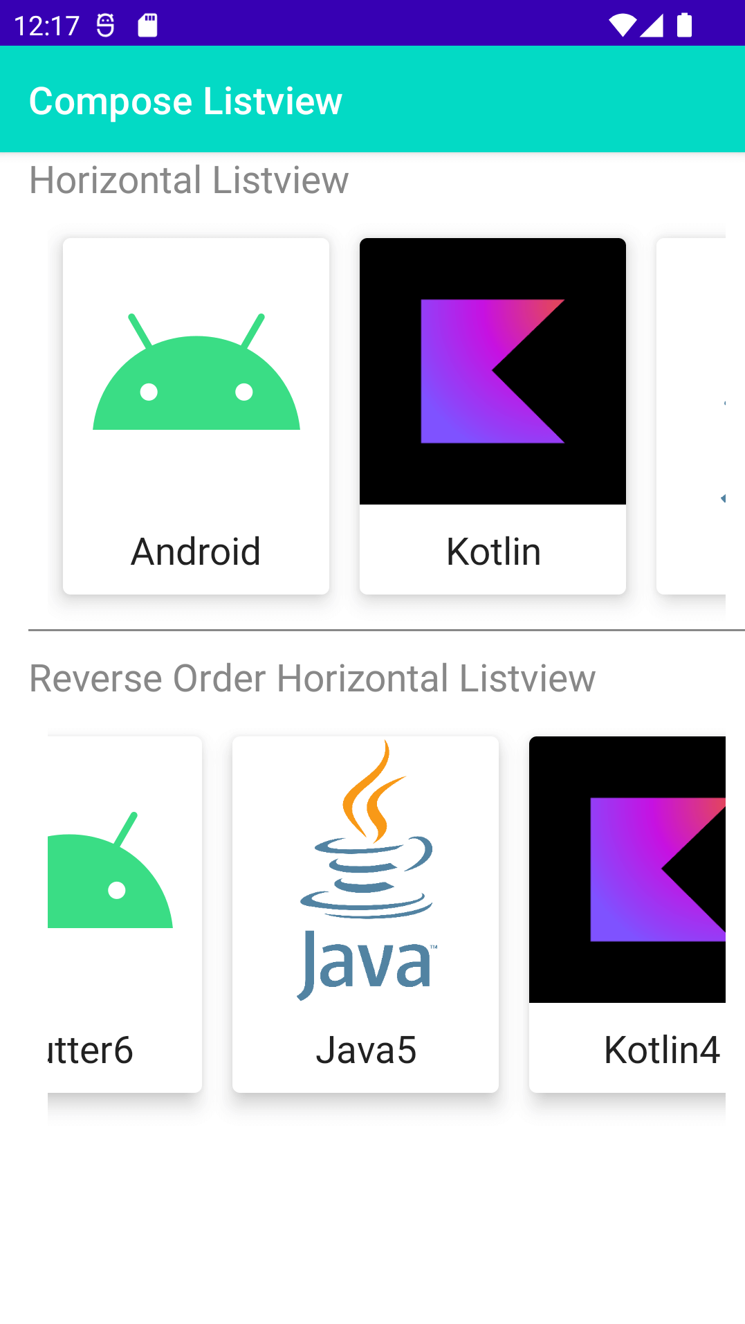 Jetpack Compose Horizontal Listview with LazyRow Component