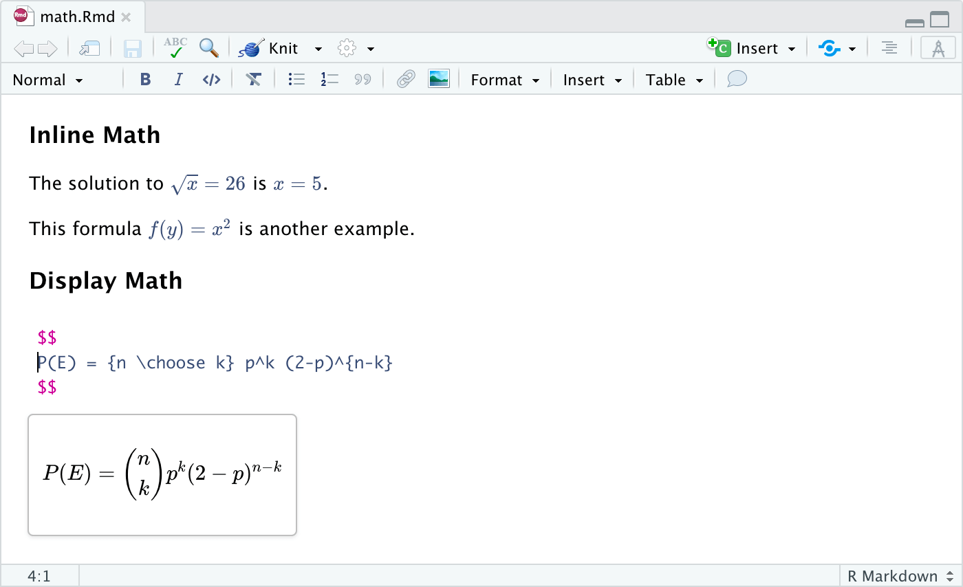 Visual R Markdown Technical Writing