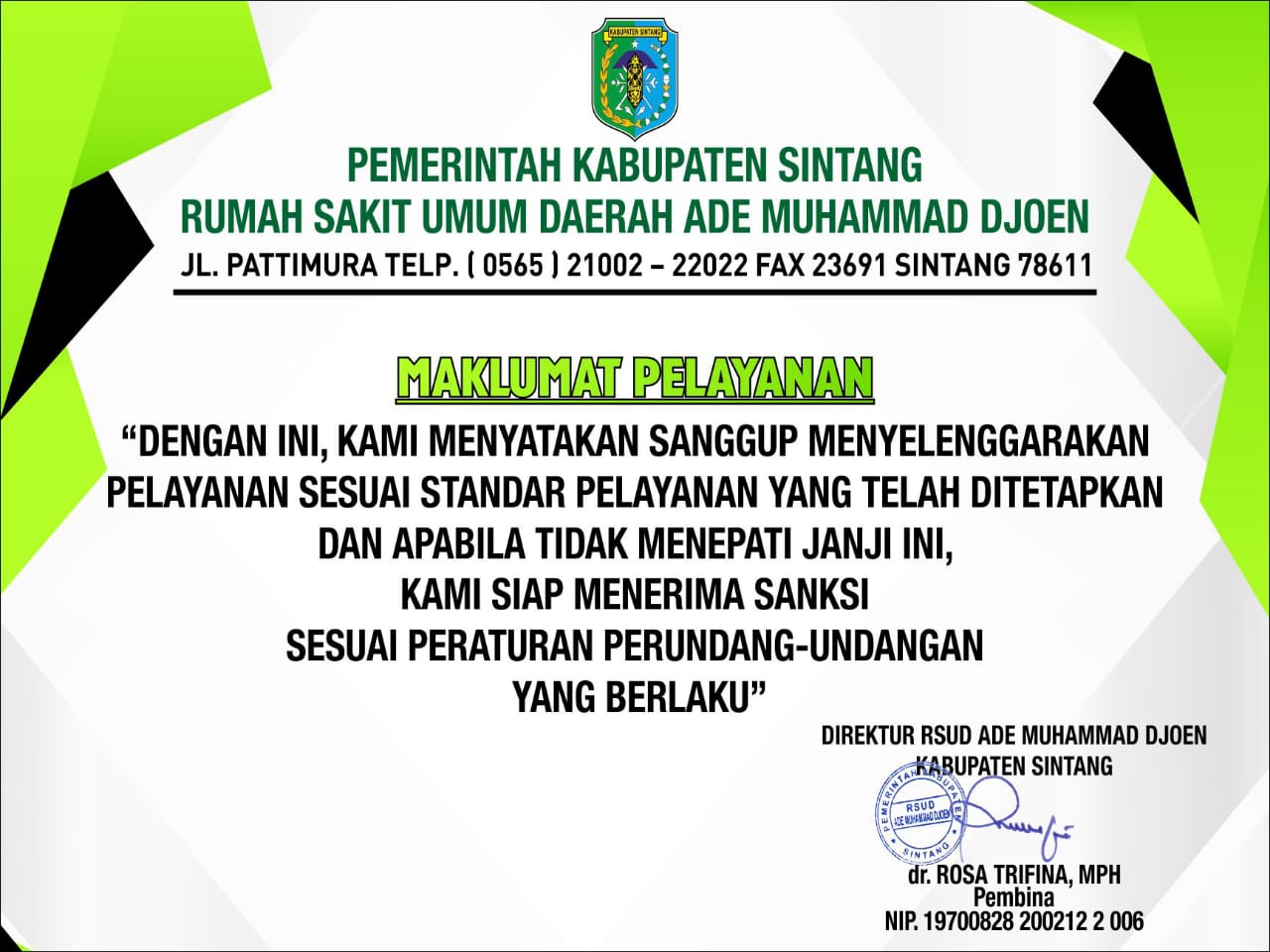 Maklumat Pelayanan – RSUD SINTANG