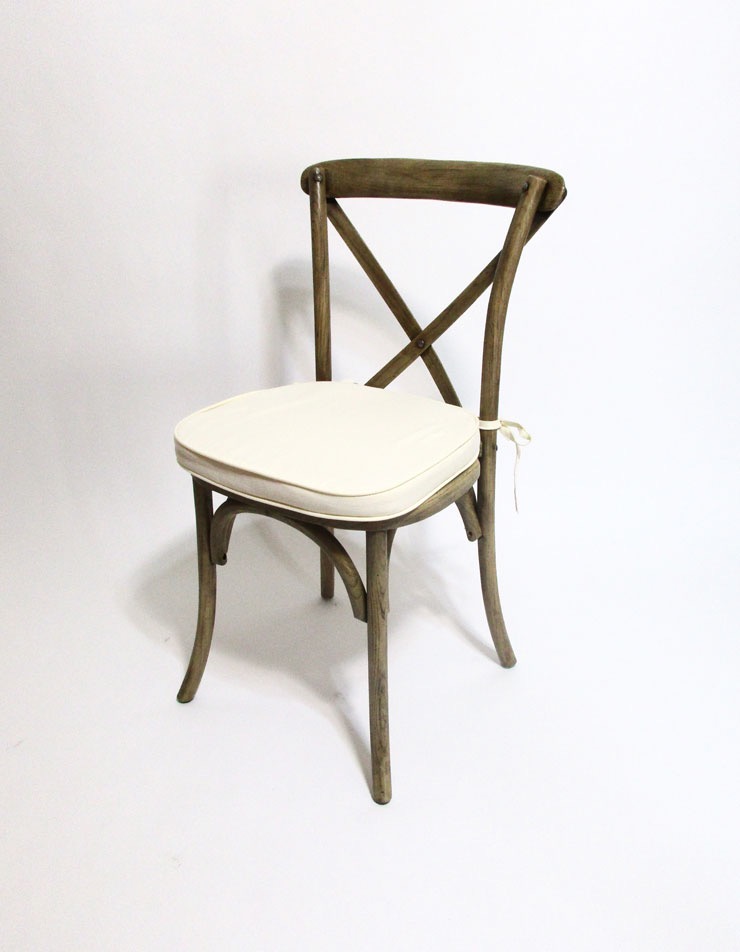 Cross Back Chair Weathered Oak RSVP Party Rentals