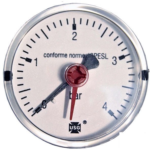 Pressure gauge 4 bar d=63mm rear connection Ready to Burn