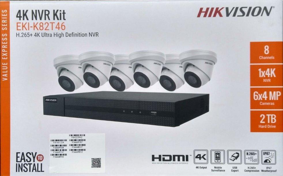 Hikvision IP Security Camera Kit 8 Channel 4K NVR with 6 x 4MP Turret