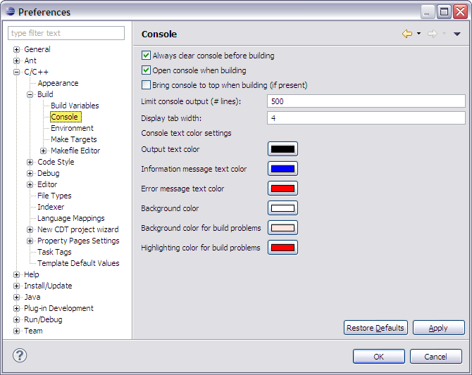 Customizing the Console view