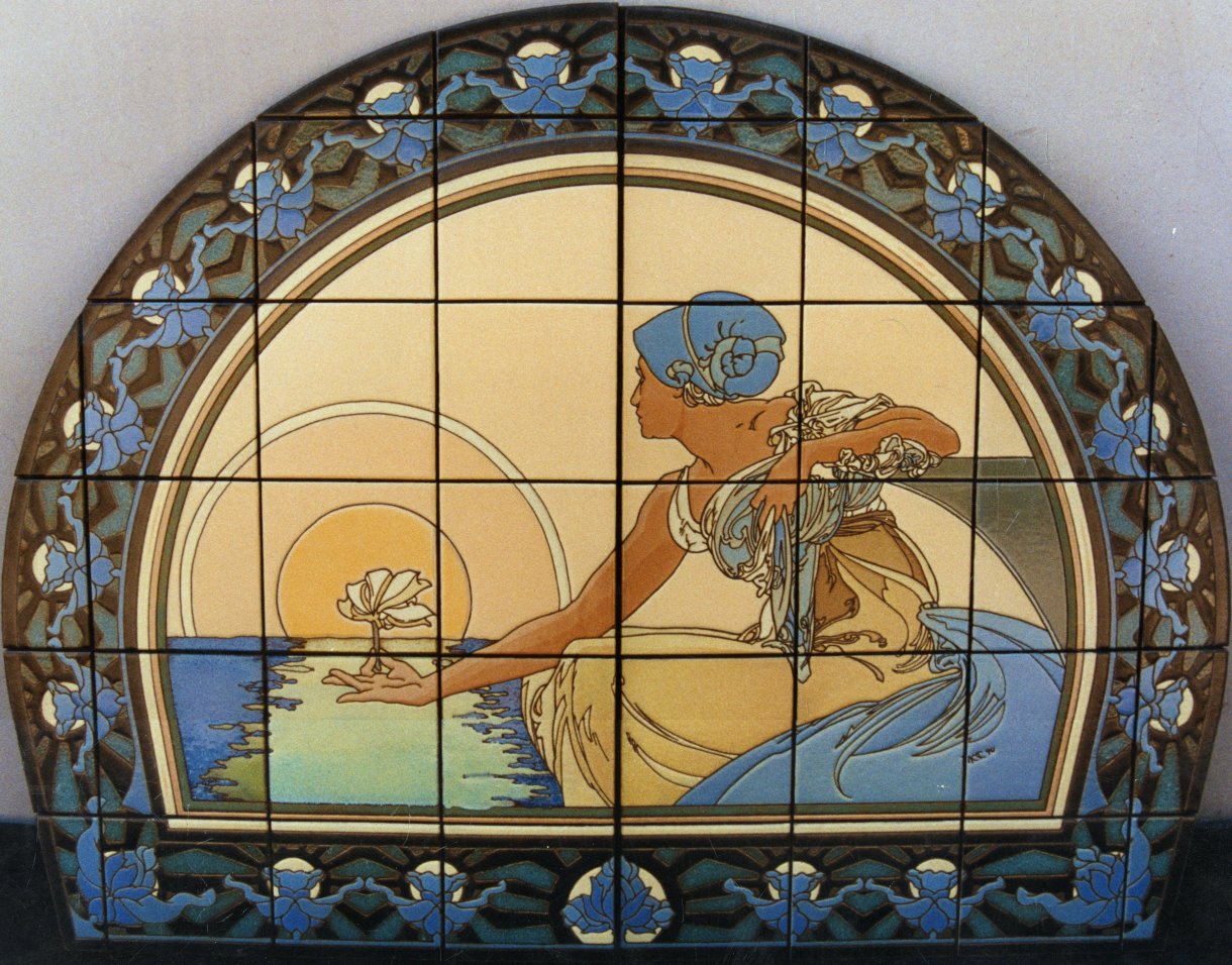 Murals Art Nouveau Maiden Setting the Sun Mural 56x44" RTK Studios