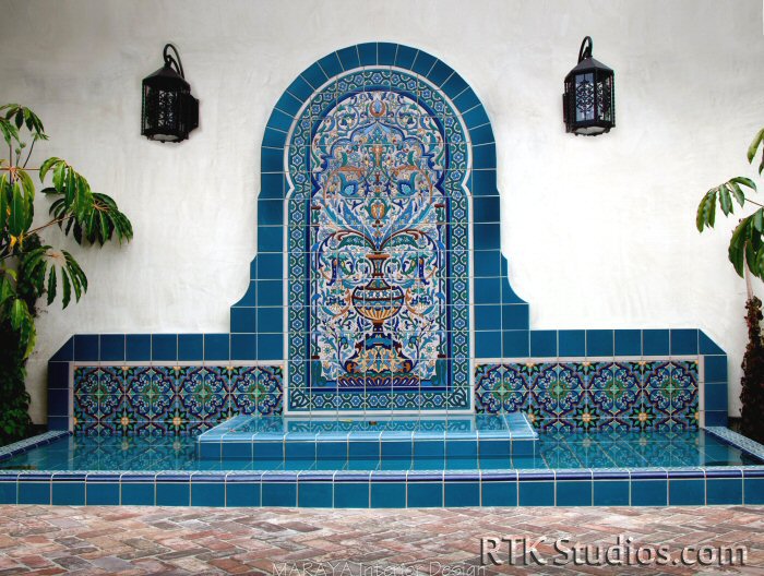 "Cordoba Tree of Life" panel Fountain with "Alcazar" deco RTK Studios