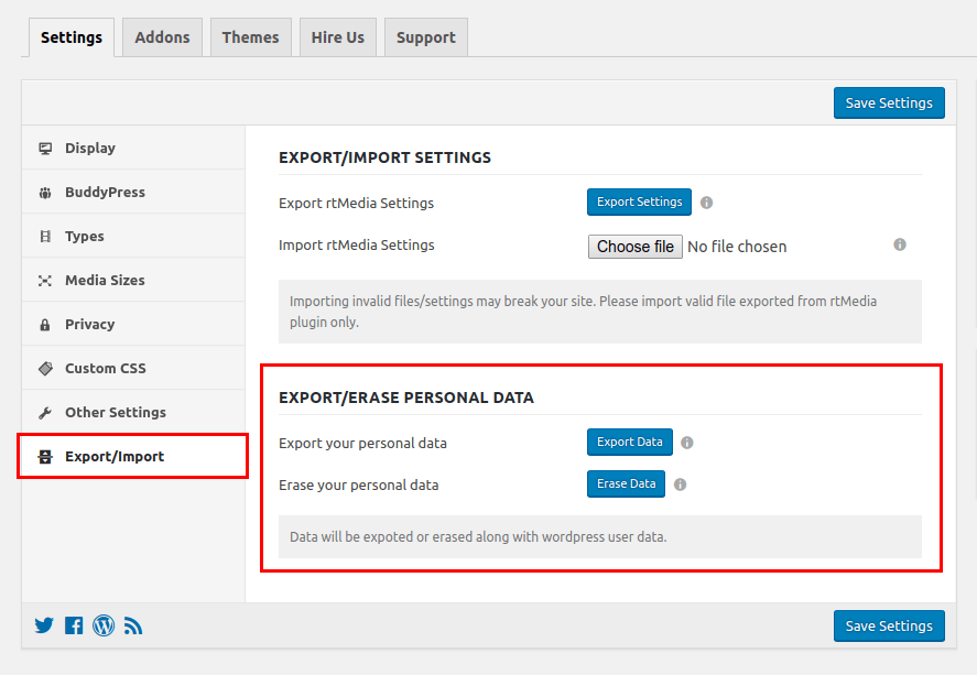 GDPR Export / Erase personal data rtMedia