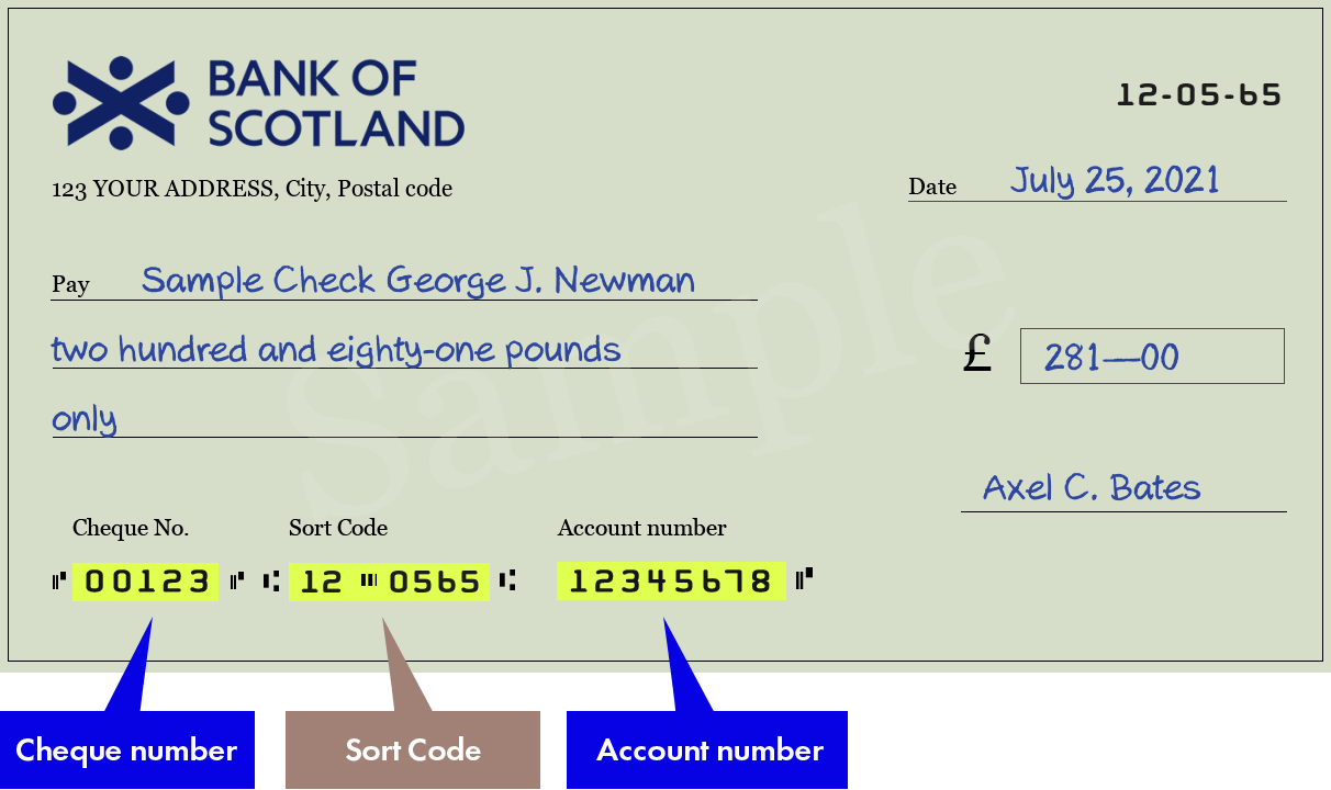 Sort Code 120565 of Bank of Scotland plc in Edinburgh