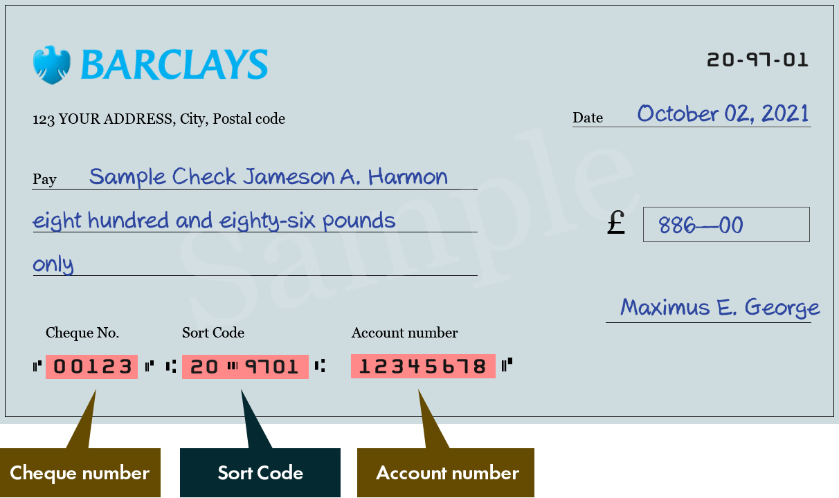 Sort Code 209701 of Barclays Bank plc in Leicester