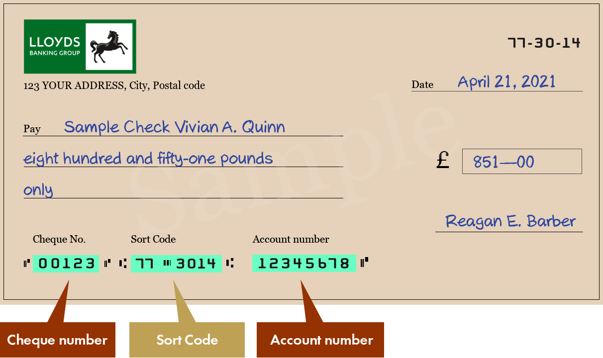 Sort Code 773014 of Lloyds Bank plc in Chelmsford