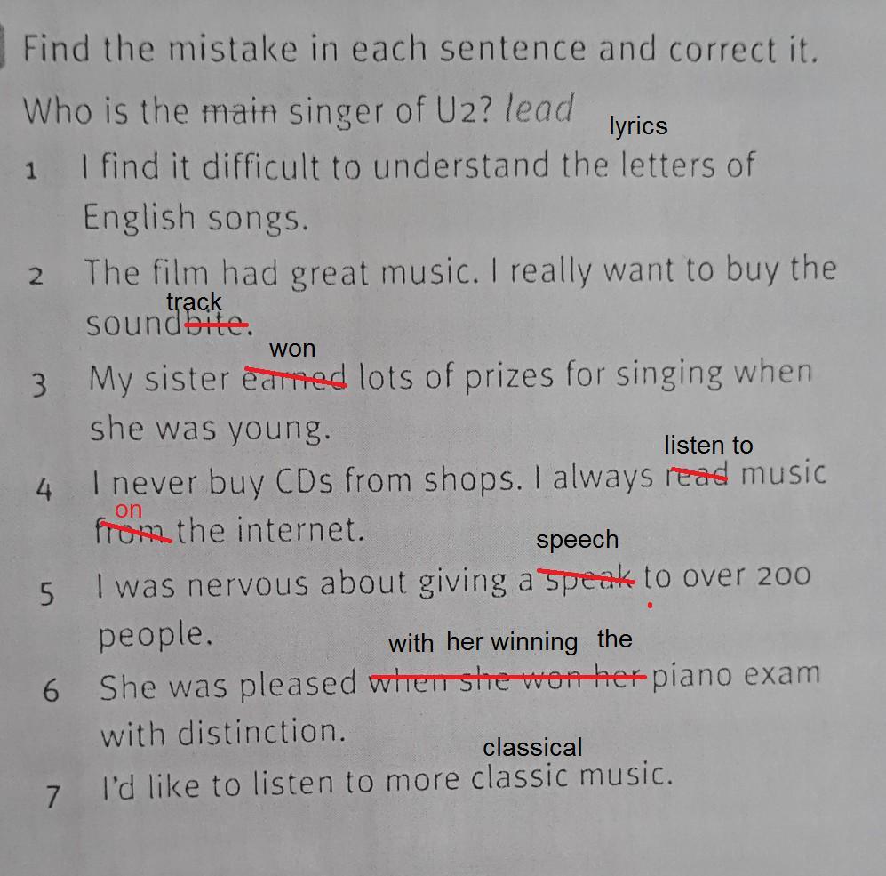 Find And Correct A Mistake In Each Sentence