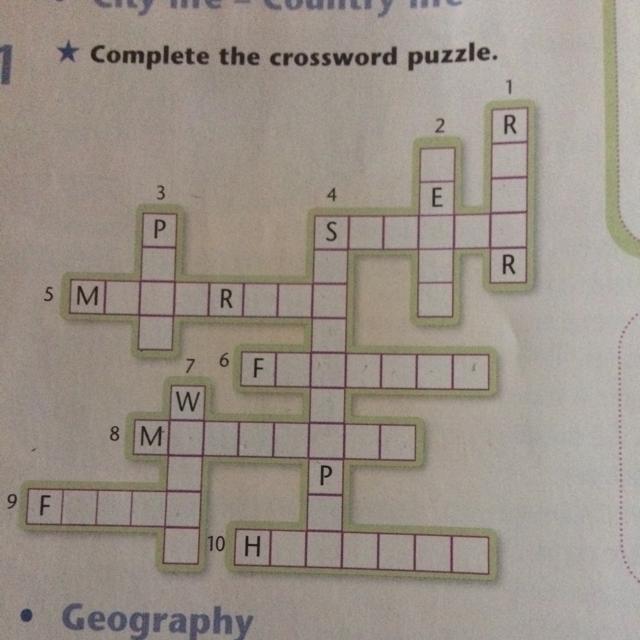 Vocabulary • City life Country life * Complete the crossword puzzle