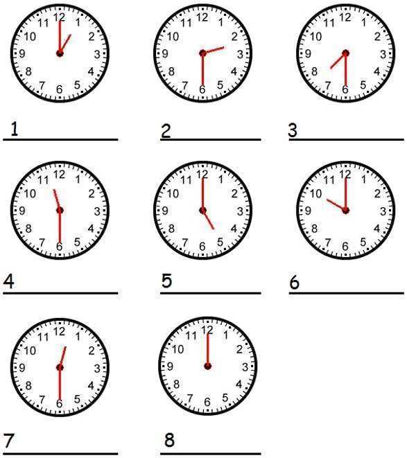 Write down what time the clocks show. Школьные