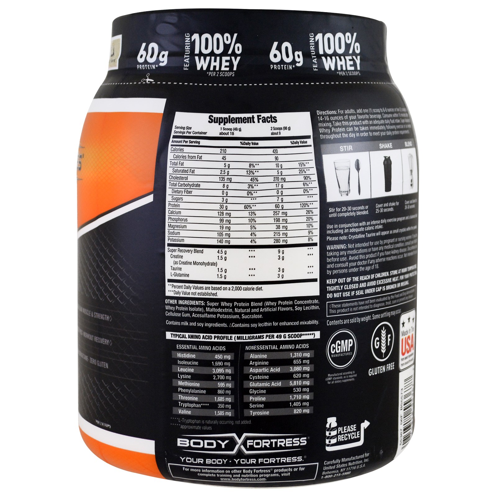 Body Fortress, Super Advanced Whey Protein Powder, Vanilla, 2 lbs (907