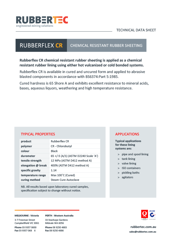 RubbertecA4DataSheetRUBBERFLEXCR Rubbertec Australia