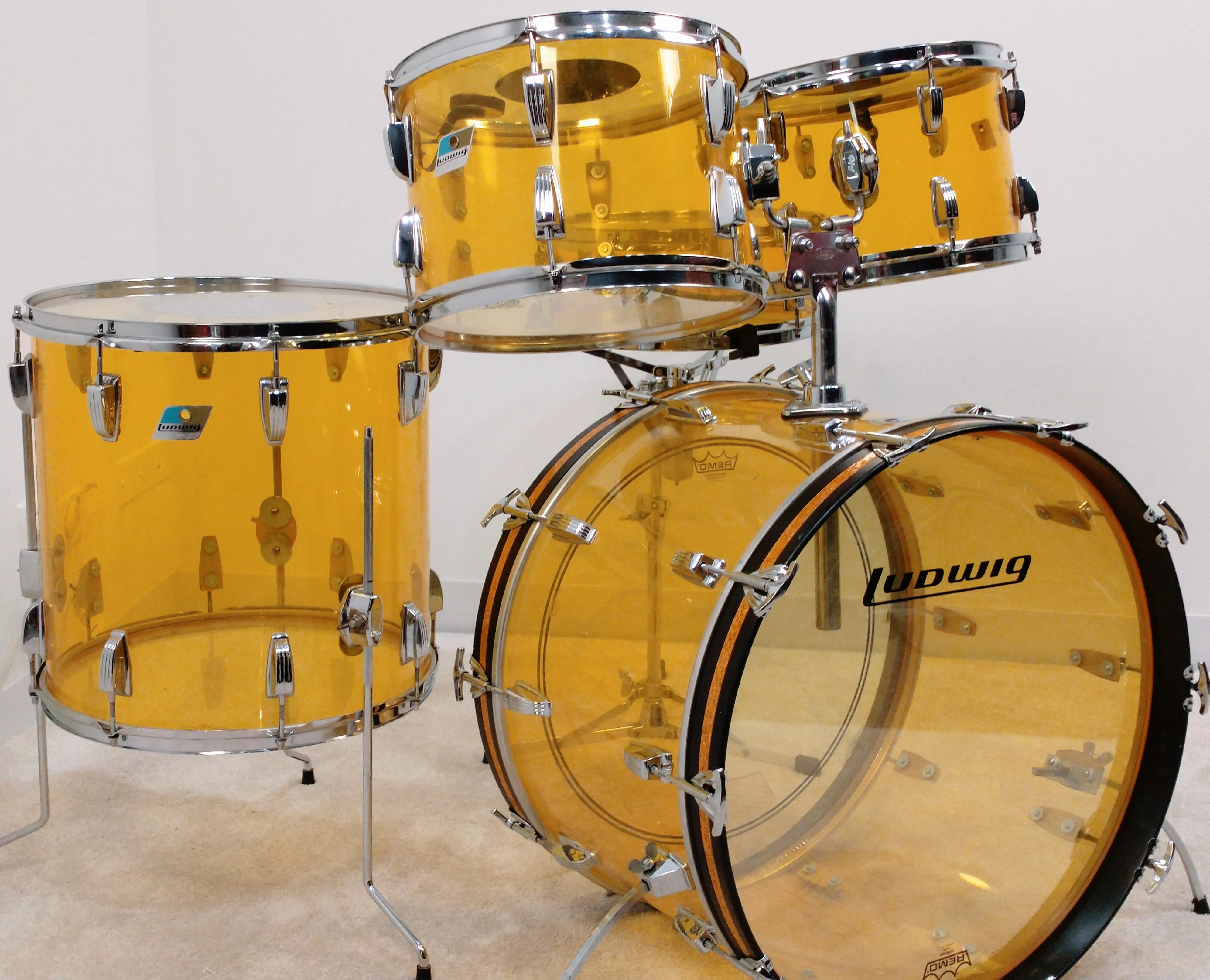 Ludwig Vintage Vistalite Drum Kit in Yellow 1970's 12 13 16 22 14x5.5