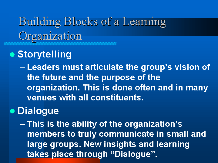 Building Blocks of a Learning Organization