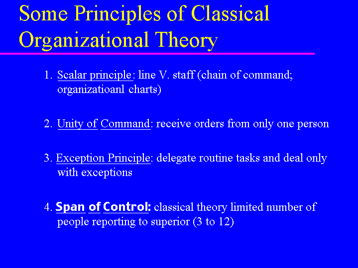 Some Principles of Classical Organizational Theory
