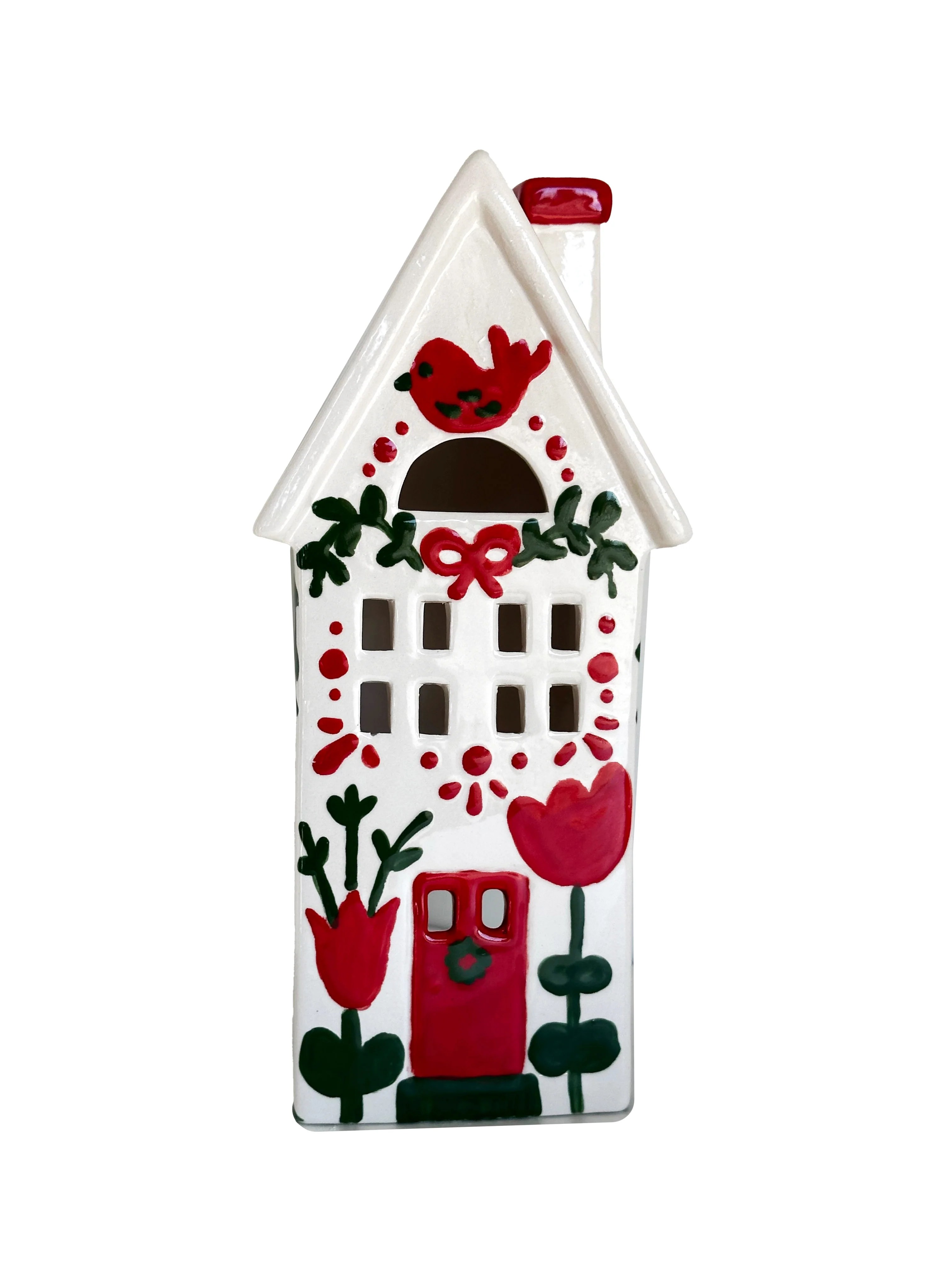LIMITED! Hand Painted Scandinavian Christmas House Ruby Clay Company