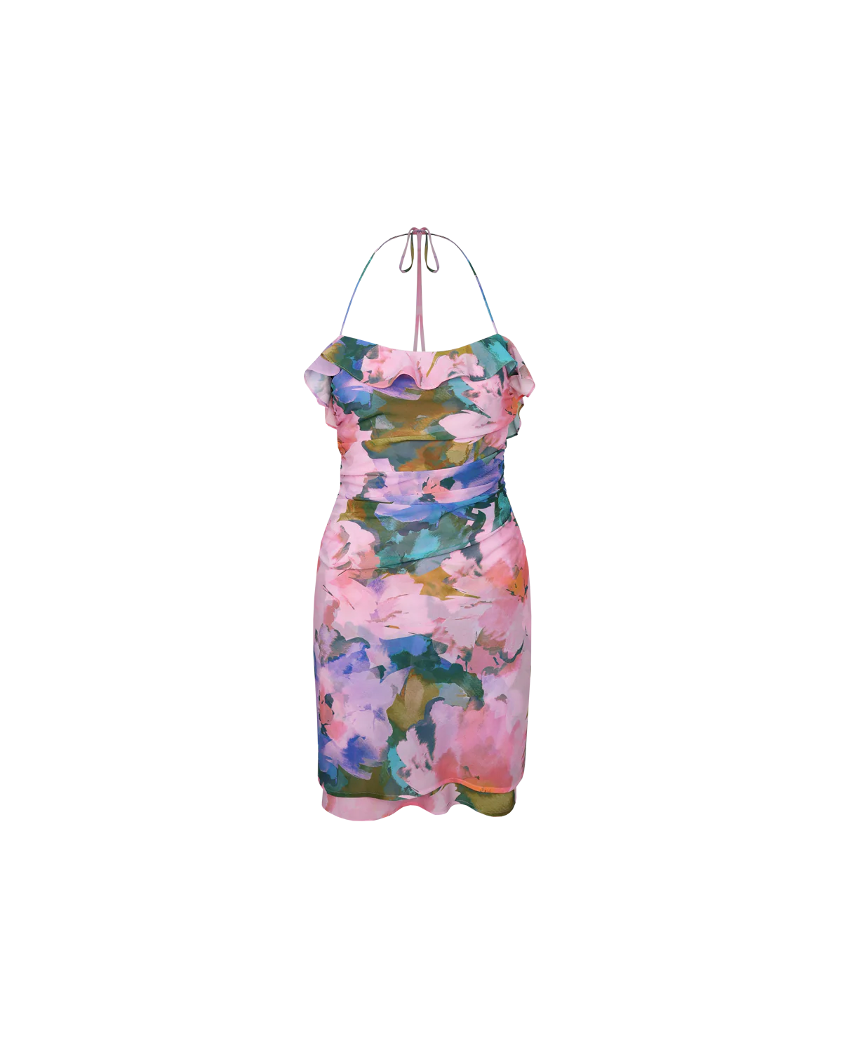 SENSE RUFFLE MINI DRESS DREAM FLORAL RUBY