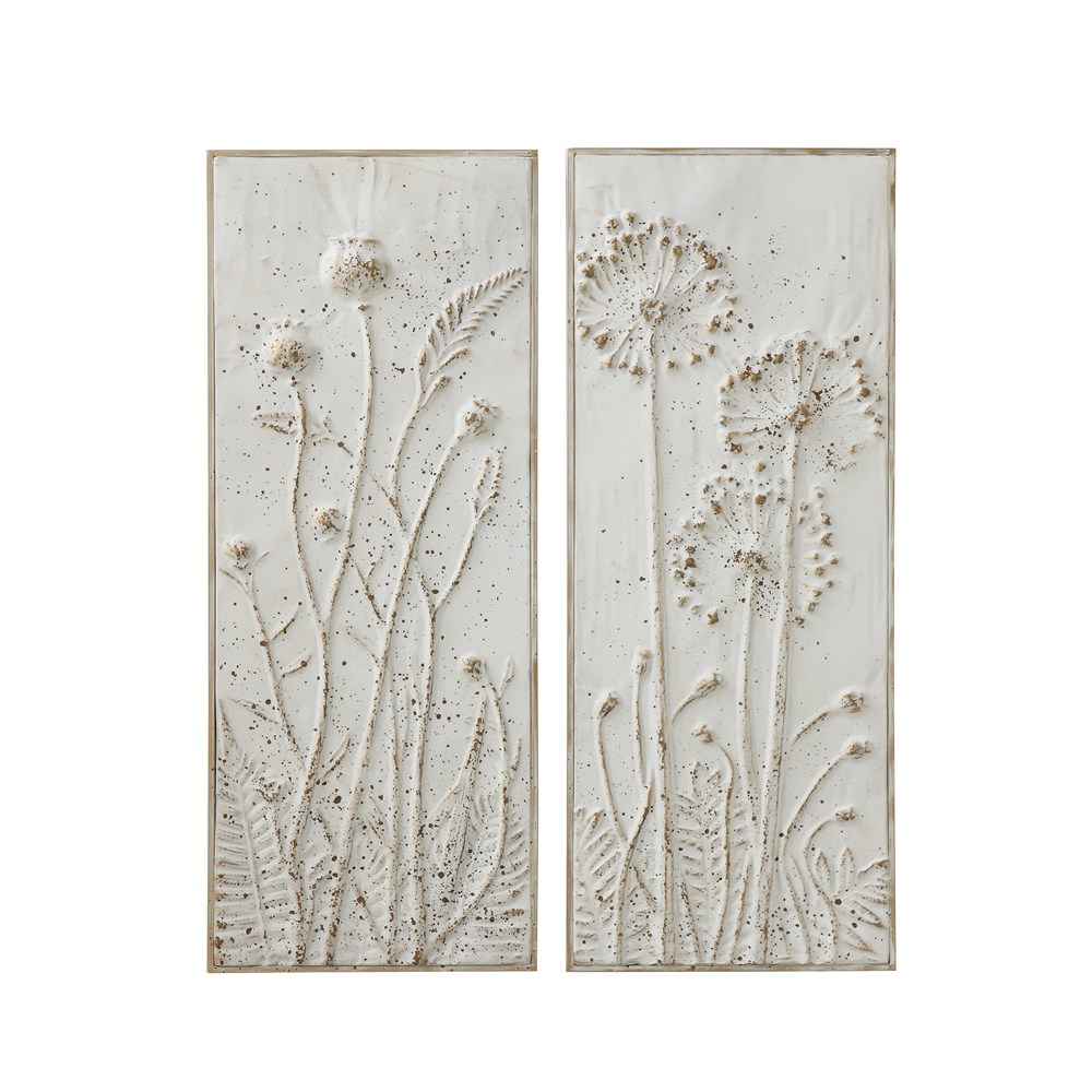 DF0258A Creative CoOP 14″ x 36″ Metal Wall Decor w/ Embossed Flowers