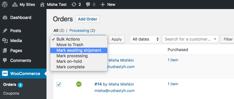 Bulk Change Custom Order Statuses in