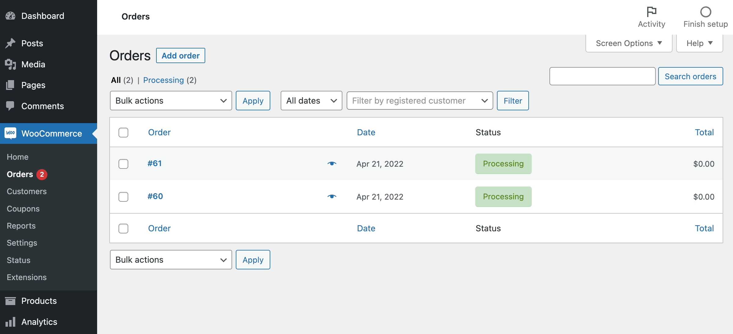 Bulk Change Order Status