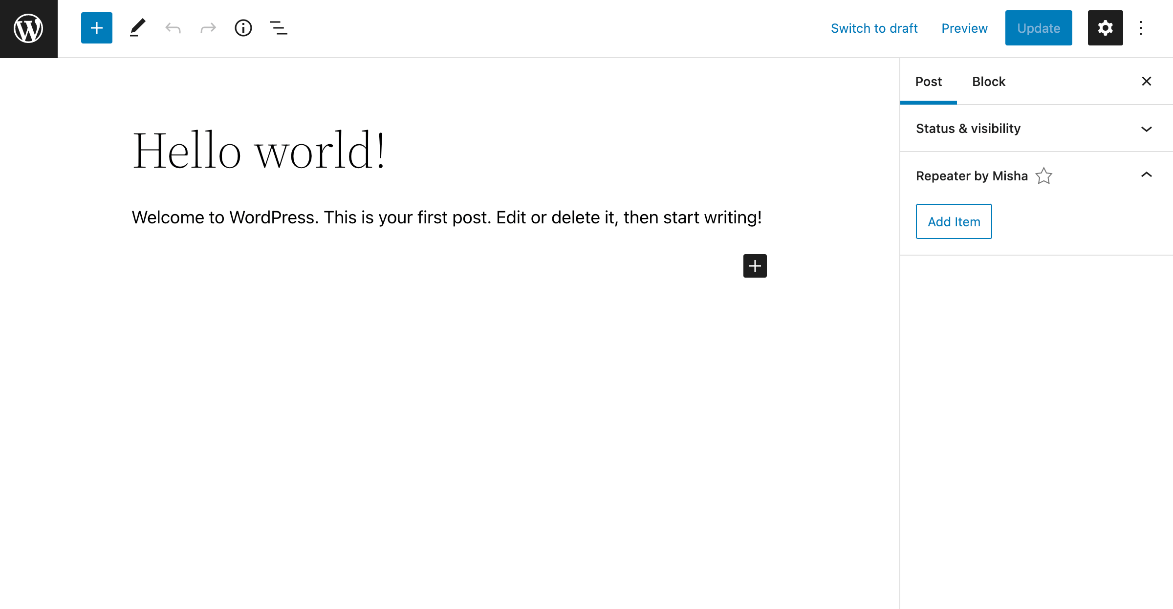 Repeater Field in Gutenberg Plugin Sidebars