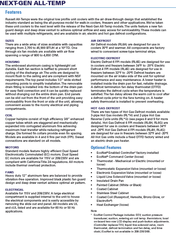 RL6A073ADA Unit CoolerFor Walk In Cooler Rudy's Commercial Refrigeration