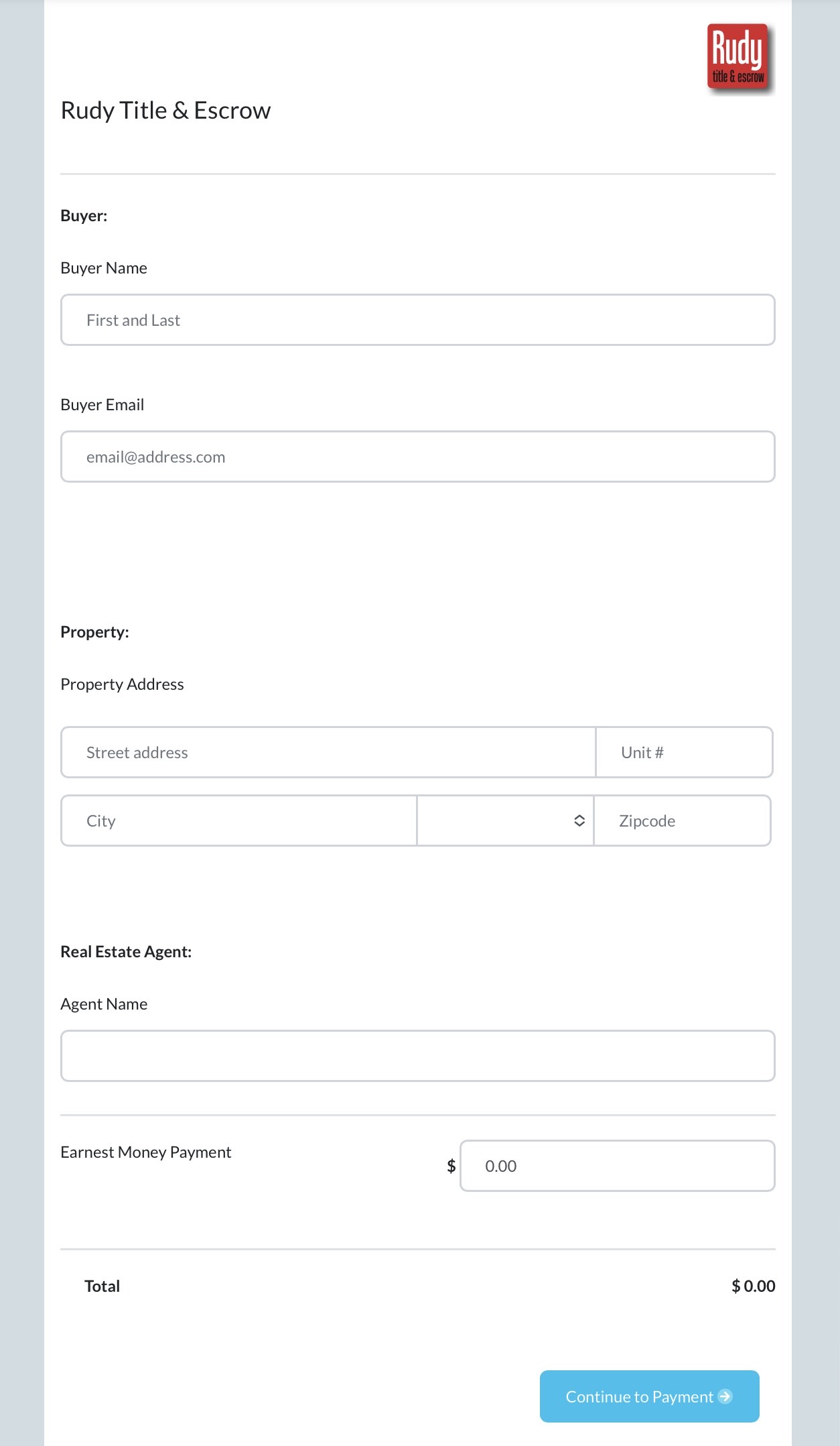 Earnest Money Payment Rudy Title & Escrow