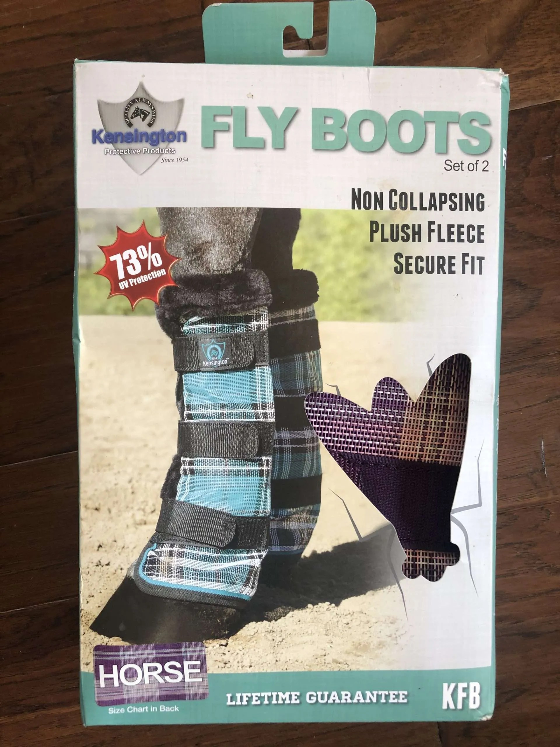 Kensington Fly Boots with Fleece Trim, Horse Size Rugged Rider Tack