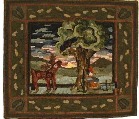 No Deer This Year hooked rug
